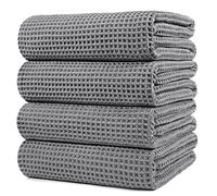 Polyte - 430 GSM Lot de 4 Serviettes de Bain en Microfibres - sèche Rapidement/ne Peluche Pas - Tissu alvéolé - 152,4 x 76,2 cm