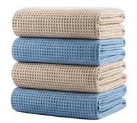 Polyte - 430 GSM Lot de 4 Serviettes de Bain en Microfibres - sèche Rapidement/ne Peluche Pas - Tissu alvéolé - 152,4 x 76,2 cm