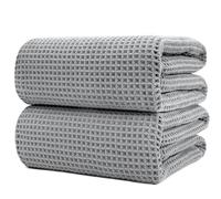 Polyte - 430 GSM Serviette de Bain en Microfibre - Ne Peluche Pas et sèche Rapidement - Structure gaufrée - Très Grande - 89 x 178 cm - Lot de 2