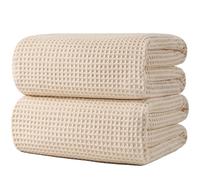 Polyte - 430 GSM Serviette de Bain en Microfibre - Ne Peluche Pas et sèche Rapidement - Structure gaufrée - Très Grande - 89 x 178 cm - Lot de 2