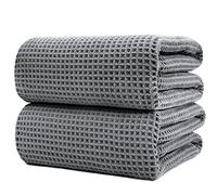 Polyte - 430 GSM Serviette de Bain en Microfibre - Ne Peluche Pas et sèche Rapidement - Structure gaufrée - Très Grande - 89 x 178 cm - Lot de 2