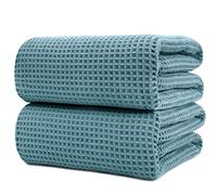 Polyte - 430 GSM Serviette de Bain en Microfibre - Ne Peluche Pas et sèche Rapidement - Structure gaufrée - Très Grande - 89 x 178 cm - Lot de 2