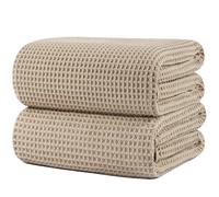 Polyte - 430 GSM Serviette de Bain en Microfibre - Ne Peluche Pas et sèche Rapidement - Structure gaufrée - Très Grande - 89 x 178 cm - Lot de 2