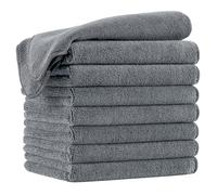Polyte - 8 Serviettes en Microfibres - séchage des Cheveux - qualité Professionnelle/Salon de Coiffure - sèche Rapidement/ne Peluche Pas - Gris foncé - 40,6 x 73,7 m