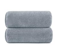 POLYTE Lot de 2 serviettes de bain surdimensionnées en microfibre filé à l'anneau - Séchage rapide - Non pelucheuses - 152,4 x 76,2 cm (gris)