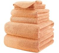 POLYTE Lot de 6 serviettes de bain surdimensionnées en microfibre non pelucheuses, à séchage rapide, 152,4 x 76,2 cm, orange