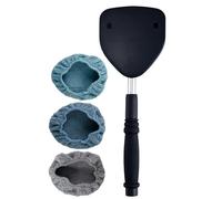 Polyte - Raclette pour Pare-Brise - tête Plate pivotante Triangulaire/Manche télescopique Aluminium - 3 Housses Microfibres inclues