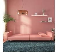 Polyvalent canapé et lit, 2 positions convertibles,MVS, Sofa à 2 places avec deux oreillers Rose Velours 471118