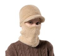 Polyvalent Unisexe Tricoté avec Cou Fourrure Plus Chaude Pour Activités de Plein Air Et Mode De Rue Masque Visage Hommes Femmes Enfants, kaki, taille unique