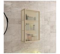 Polyvalente pour Exposition et Rangement de médicaments - Armoire Murale à 3 étagères et Portes en Verre pour Salon, Chambre à Coucher, Cuisine, Salle de Bain - 35cm x 15cm x 60cm,Beige,Left Door