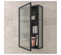 Polyvalente pour Exposition et Rangement de médicaments - Armoire Murale à 3 étagères et Portes en Verre pour Salon, Chambre à Coucher, Cuisine, Salle de Bain - 35cm x 15cm x 60cm,Noir,Right Door