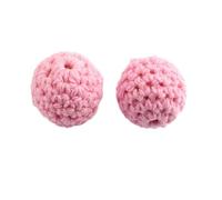 Pom Pom Beads with Metal Holes Perles rondes en coton tissées à la main, 10 pièces, Crochet bois, jouets de dentition, artisanat, accessoires décoratifs DIY, 16mm 20mm(Light pink,20mm-10pcs)