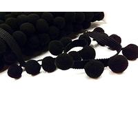 Pom Pom Bobble Trim Fringe Pompom Trimming - Cushion and Curtain Decoration, Home Decor - XL Size 2cm Craft Pompons (Noir, 10 mètres)