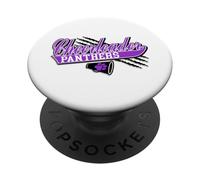 Pom-Pom Girl des Panthers, Cheer Mom Game Day, Purple Panther Pride PopSockets PopGrip Adhésif