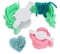 Pom Pom Maker, 2pcs coeur en forme de pompier Pompom, spinner en fil pour enfants et adultes, pour le fil, la boule de peluche, le tissu, le tricot et le projet d'artisanat (petit + grand) fileur
