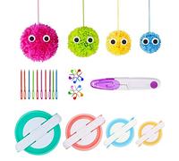 Pom Pom Maker,4 Tailles Fluff Ball Weaver Needle PomPom Maker Set-DIY Pompoms Kits de fabrication de poche artisanale-Jeu de tricoterie Ensemble d'outils artisanaux + les ciseaux - RRigo