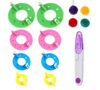 Pom Pom Maker,8PCS PomPom Maker Set,Machine Pompon,Kit Fabrication Pompon,Machine Pompons Loisirs Creatifs,Outil Fabrication Pompons,avec 1 Ciseaux,pour Fluff Ball Weave DIY Laine Fil À Tricoter
