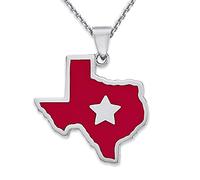 Pome Collier avec pendentif État du Texas en argent sterling, cadeau Texas, émail rouge, fabriqué en Amérique, Argent sterling, Pas de gemme