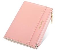 Pomelo Best Petit Portefeuille en Cuir synthétique pour Femme - Double Rabat avec Protection RFID - 6 Compartiments pour Cartes (Rose)