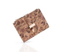 Pomelo Best Petit portefeuille pour femme, imprimé léopard, cuir végétalien texturé et protection RFID, design compact avec pendentif en forme de feuille, bleu