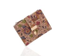 Pomelo Best Petit portefeuille pour femme, imprimé léopard, cuir végétalien texturé et protection RFID, design compact avec pendentif en forme de feuille, fleur