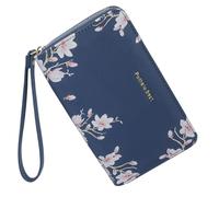 Pomelo Best Portefeuille Femme Élégant avec Bracelet Zippé à Motif Fleuri en Simili Cuir Portemonnaie Élégant RFID Porte-Monnaie pour Femme (Bleu)