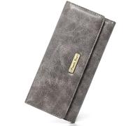 Pomelo Best Portefeuille pour femme - Grand bloqueur RFID - Portefeuille fin avec de nombreux compartiments pour cartes et compartiment à monnaie - Gris paille