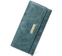 Pomelo Best Portefeuille pour femme - Grand bloqueur RFID - Portefeuille fin avec de nombreux compartiments pour cartes et compartiment à monnaie - Vert forêt