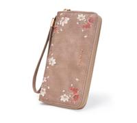 Pomelo Best Portefeuille pour femme - Grand format long - Avec fermeture éclair - Avec blocage RFID et de nombreux compartiments - Marron topaze - Magnolia