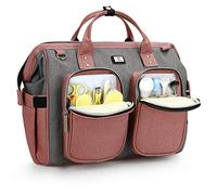 Pomelo Best Sac à langer avec matelas à langer imperméable et 2 crochets pour poussette - Bandoulière réglable - Sac à bandoulière multifonction - Sac de voyage pour les déplacements - Motif rétro