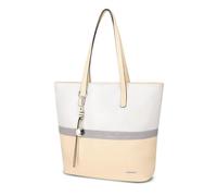 Pomelo Best Sac Cabas Femme Cuir PU Souple, Classic Sac à Main Fourre-Tout avec Métal Décor - Grand Capacité Tote Bag pour Lycée Fille, Shopping Femme - Blanc/Gris/Jaune