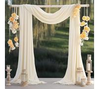 Pomeloone Rideau en Tulle Beige, 75 x 600 cm Mariage Arche Tenture, Tissu drapé en Tulle Extensible, pour Décoration de Mariage, Cérémonie, Fête, Toile de Fond, Rideau de Gaze