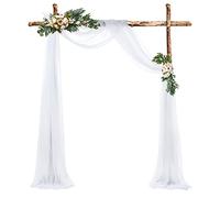 Pomeloone Rideau en Tulle Blanc, 75 x 600 cm Mariage Arche Tenture, Tissu drapé en Mousseline de Soie Blanche, pour Décoration de Mariage, Cérémonie, Fête, Toile de Fond, Rideau de Gaze