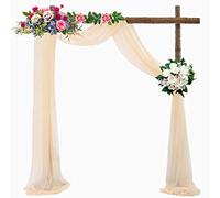 Pomeloone Rideau en Tulle Champagne, 75 x 600 cm Mariage Arche Tenture, Tissu drapé en Tulle Extensible, pour Décoration de Mariage, Cérémonie, Fête, Toile de Fond, Rideau de Gaze