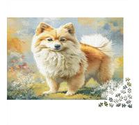 Pomeranian Dog Jigsaw Puzzle for Adults 1000 Piece Paper Puzzle Game Countryside View Focus Relax Gift for Family 52x38cm/1000pcs