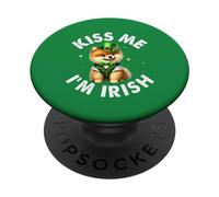 Pomeranian Dog Lovers Kiss Me I'm Irish Tee St Patrick Day PopSockets PopGrip Adhésif