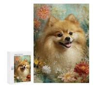Pomeranian Dog with Flowers Puzzle 1000 Pièces Educa Jouet en Bois Cadeau Unique Décoration Intérieure Jeu Éducatif Challenge Toy Adultes Et Enfants À Partir De 14 Ans 300 PCS