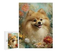 Pomeranian Dog with Flowers Puzzle 1000 Pièces Educa Jouet en Bois Cadeau Unique Décoration Intérieure Jeu Éducatif Challenge Toy Adultes Et Enfants À Partir De 14 Ans 500 PCS
