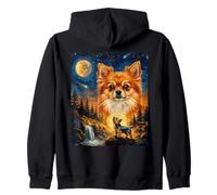 Pomeranian Howling to The Moon Chien Vintage Sweat à Capuche