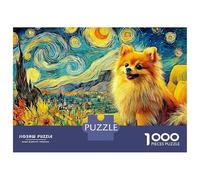 Pomeranian Nuit étoilée 1000 Pieces Sustainable Board Pomeranian étoilé Mindfulness Puzzle for Adults Reusable Puzzle Relaxation Activity Premium Quality 52x38cm/1000pcs