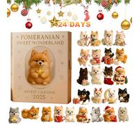 Pomeranian Sweet Wonderland Advent Calendar 2025, 24 Days Christmas Countdown with Cute Dog Figurines, 2D Acrylic Holiday Surprise Decorations for Dog Lovers