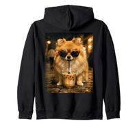 Poméranie Boire Café Glacé Animal Drôle Sweat à Capuche