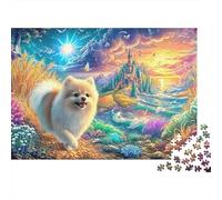 Poméranie dans Le Paysage de Conte de fées Puzzle De 1000 Pièces Chien Mignon Idéal pour Le Plaisir Familial, Adultes Et Enfants 70x50cm/1000pcs
