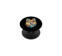 Poméranie Géométrique Pop Art Gros Plan Portrait Chiot Face PopSockets PopGrip Adhésif