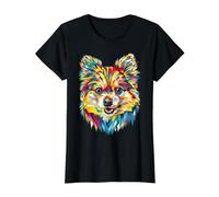 Poméranie Géométrique Pop Art Gros Plan Portrait Chiot Face T-Shirt Graphique avec Valeur