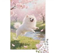 Poméranie Puzzle 1000 Pieces Cadeau Unique Fleur de Cerisier Stream Défi Jouet À De Qualité Supérieure Peinture Art pour Adultes Enfants 1000pcs (75x50cm)
