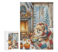 Poméranie Puzzle 300 Pièces Challenge 3D Unique Pet Mignon Animals Jeu D'Intelligence pour Adultes Et Enfants Relaxation Artistique Cadeau De Famille Décoration 300 PCS