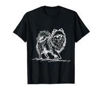 Poméranien Dessin Au Trait Dessin Croquis T-Shirt Graphique avec Valeur