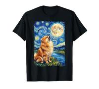 Poméranien Nuit Étoilée Hurlement T-Shirt Graphique avec Valeur