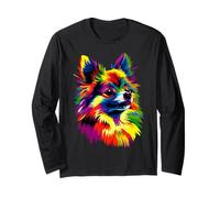 Poméranien Popart Arc-en-ciel Pom Spitz Coloré Chien Manche Longue
